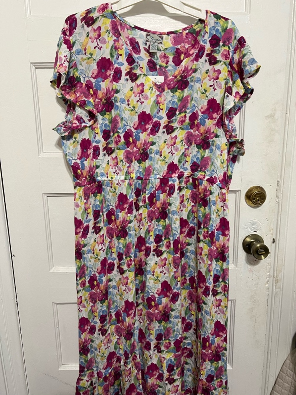 Studio West Floral Maxi Dress in Fuchsia and Blue